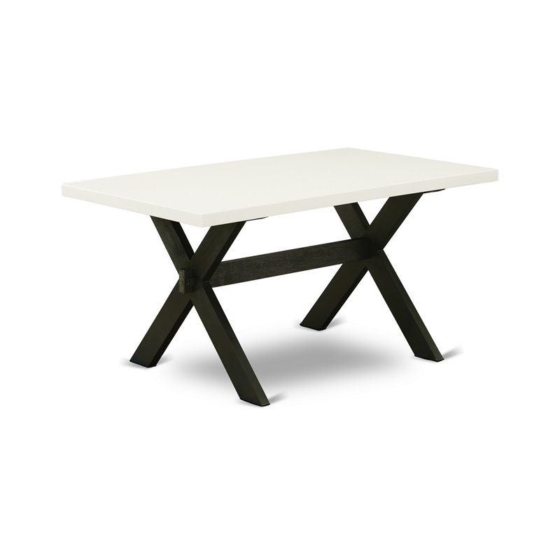 East West Furniture X-Style 7-Piece Wood Dining Set in White/Shitake Gray/Black
