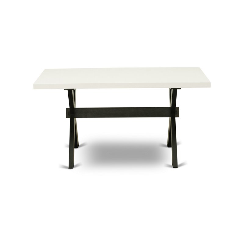 East West Furniture X-Style 7-Piece Wood Dining Set in White/Dark Gray/Black