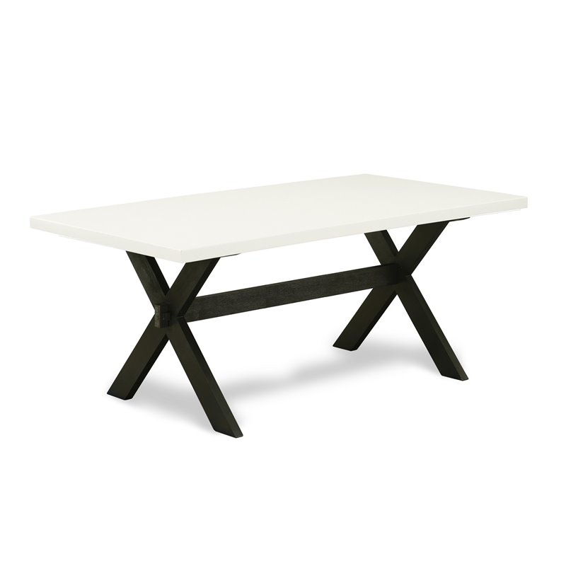 East West Furniture X-Style 7-Piece Wood Dining Set in White/Black/Shitake Gray