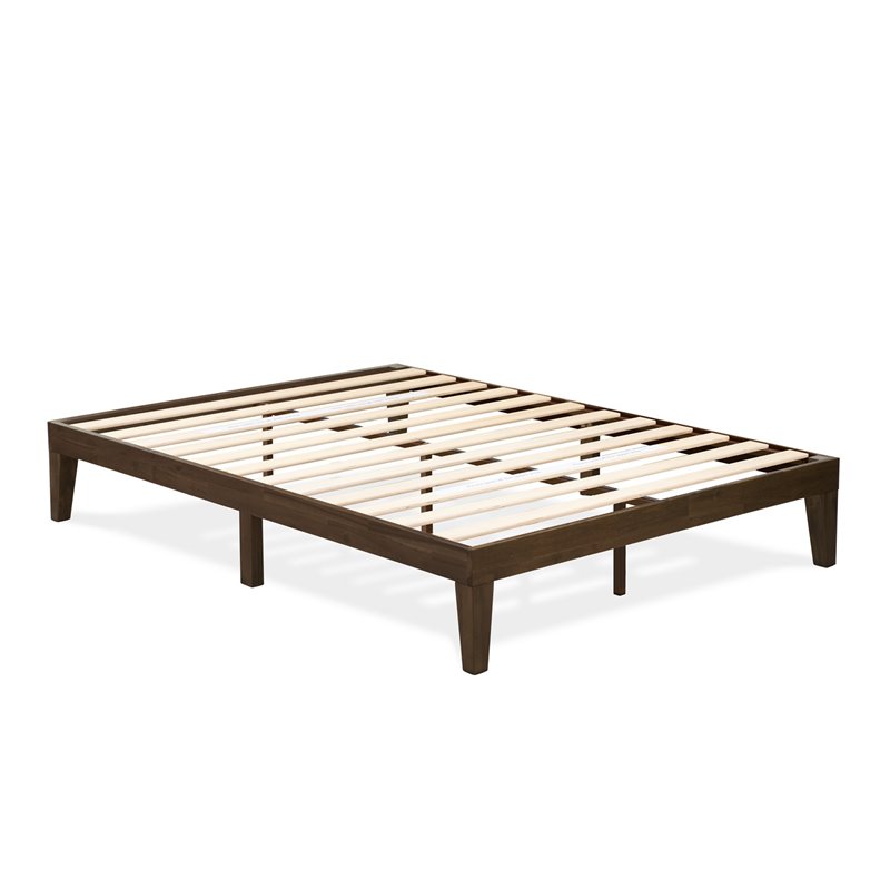 East West Furniture Denton Engineered Wood Full Platform Bed in Weathered Walnut