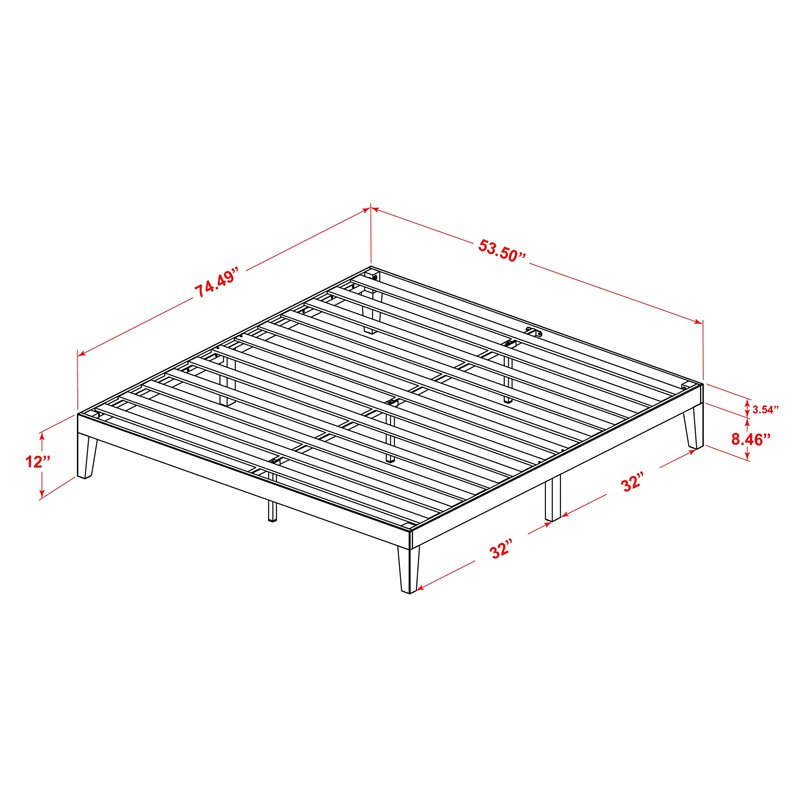 East West Furniture Denton Engineered Wood Full Platform Bed in Weathered Walnut