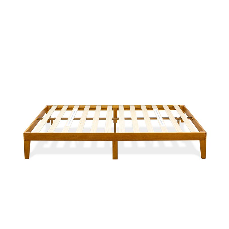 East West Furniture Denton Engineered Wood Queen Flatform Bed in Rustic Oak