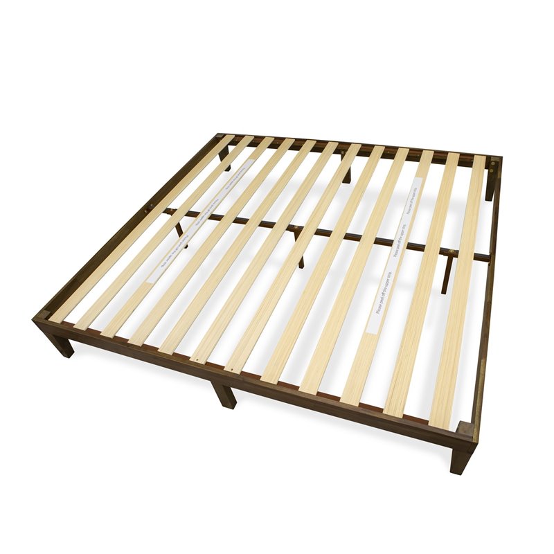 East West Furniture Denton Engineered Wood King Platform Bed in Weathered Walnut