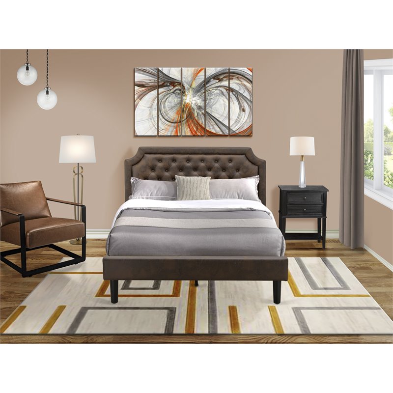 East West Furniture Granbury Wood Queen Platform Bed in Dark Brown/Black