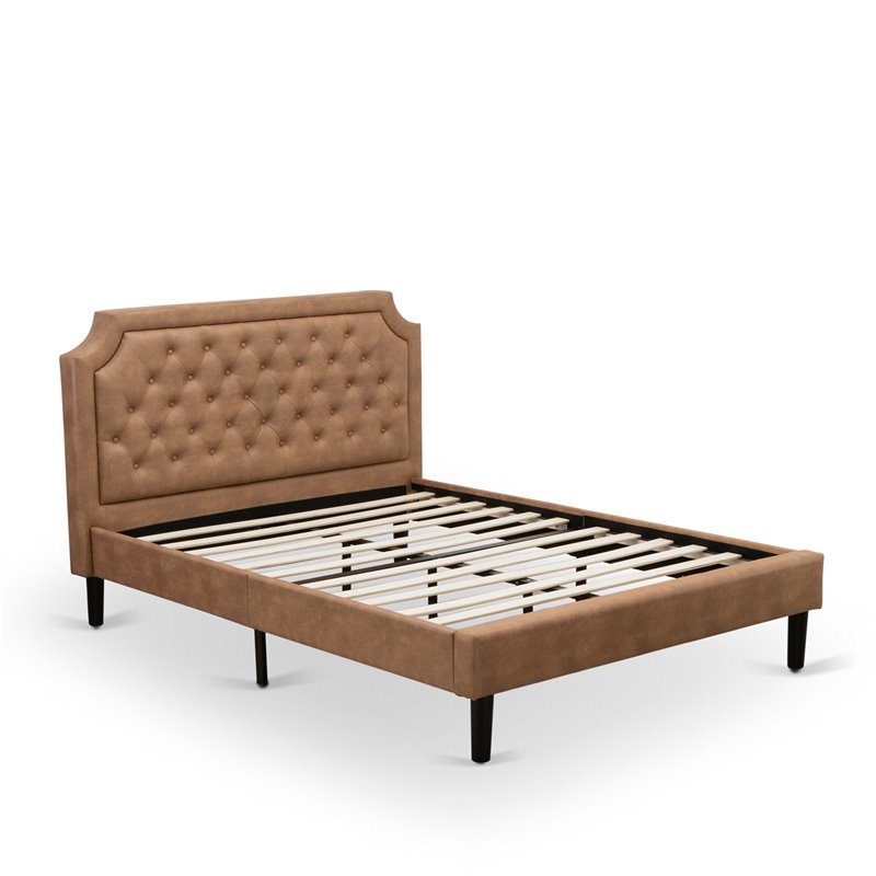 East West Furniture Granbury Wood Queen Platform Bed in Brown/Black