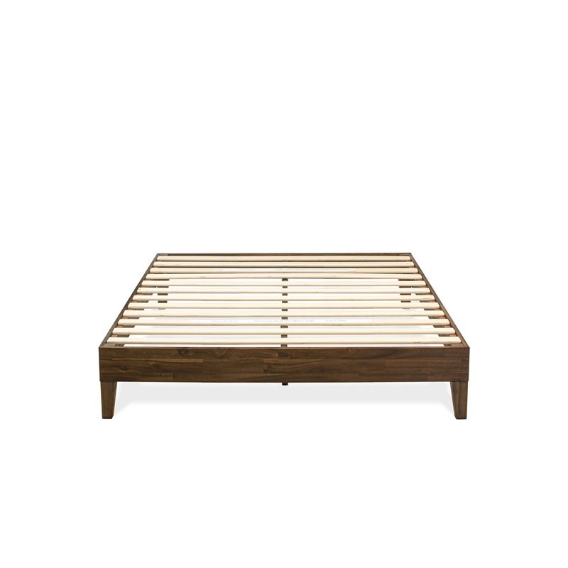 East West Furniture Navarro Traditional Engineered Wood Queen Bed in Walnut