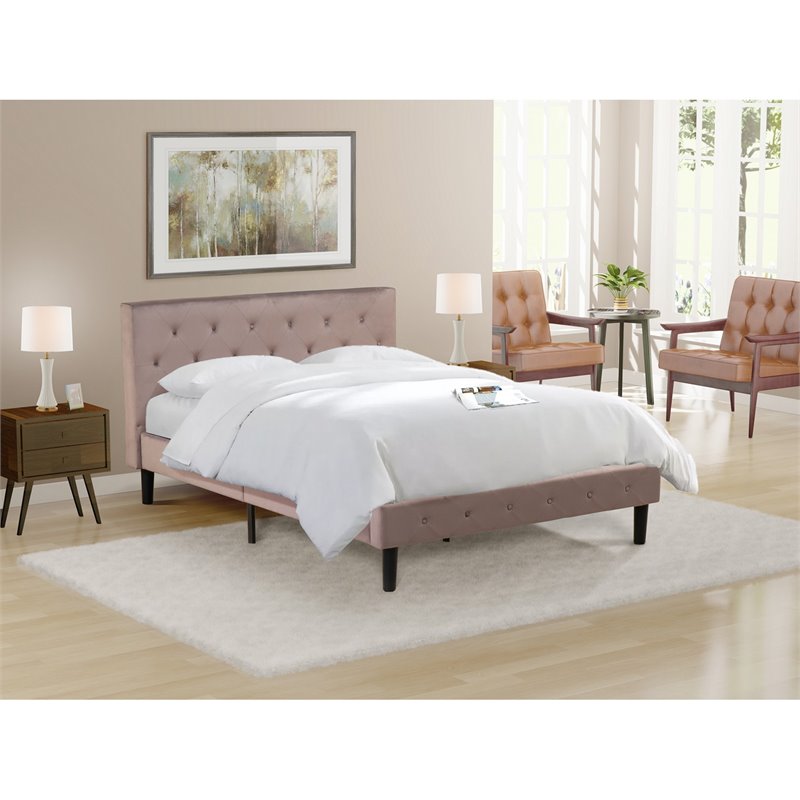 East West Furniture Nolan Traditional Engineered Wood Queen Bed in Brown/Black