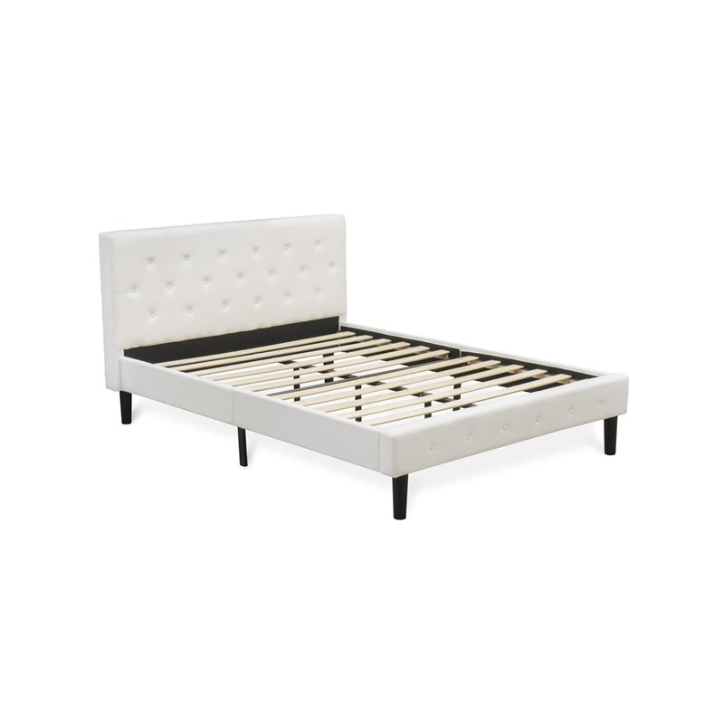 East West Furniture Nolan Traditional Engineered Wood Queen Bed in White/Black