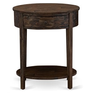 East West Furniture Hillsboro Asian Wood Nightstand in Distressed Jacobean Brown