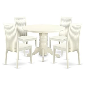 East West Furniture Shelton 5-Piece Wooden Dining Set in White