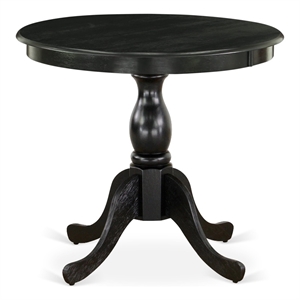 East West Furniture Round Table in Cherry Table Top and Black Pedestal Leg