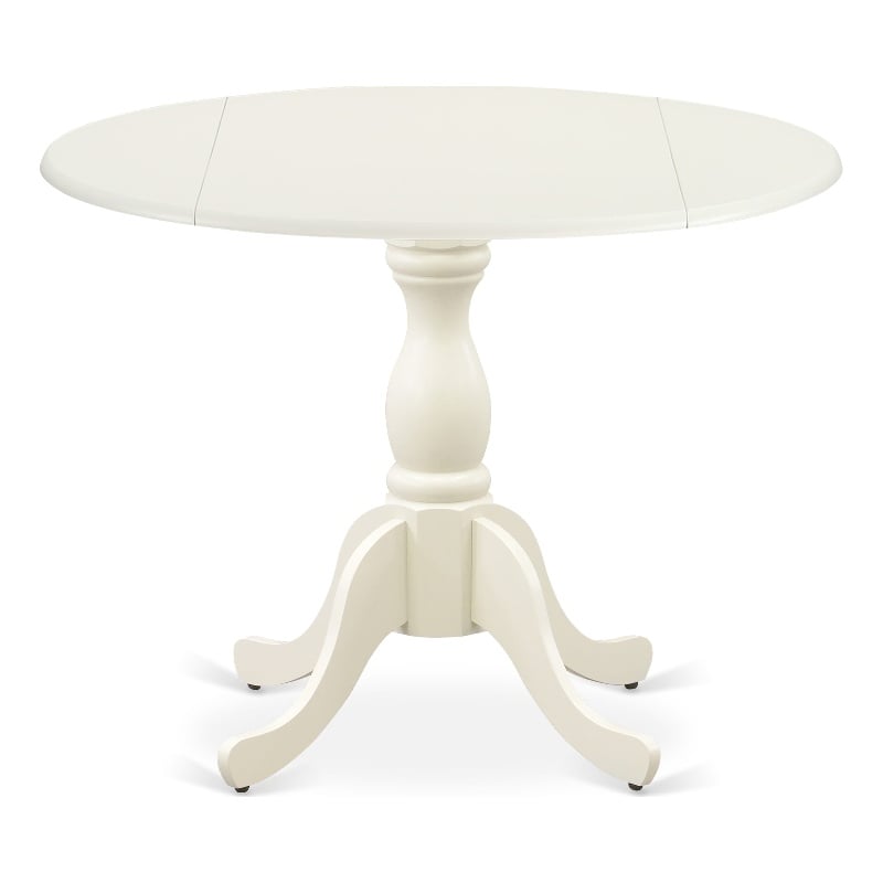 East West Furniture Kitchen Table Linen White Top and Linen White Pedestal Leg