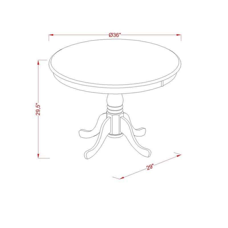 AMT-LBL-TP - Kitchen Table for Small Space - Linen White Top & Black Pedestal