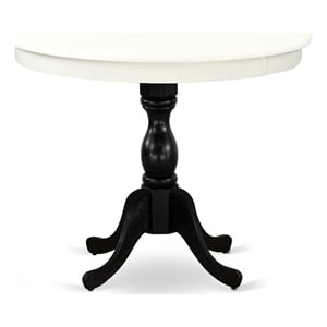 AMT-LBL-TP - Kitchen Table for Small Space - Linen White Top & Black Pedestal