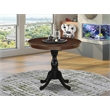 AMT-MBL-TP - Round Table for Compact Space - Mahogany Top & Black Pedestal
