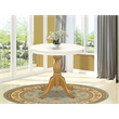 AST-LOK-TP - Dining Table - Linen White Table Top and Oak Pedestal Leg Finish