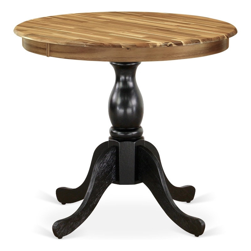 AST-NBK-TP - Dining Table - Natural Table Top and Black Pedestal Leg Finish