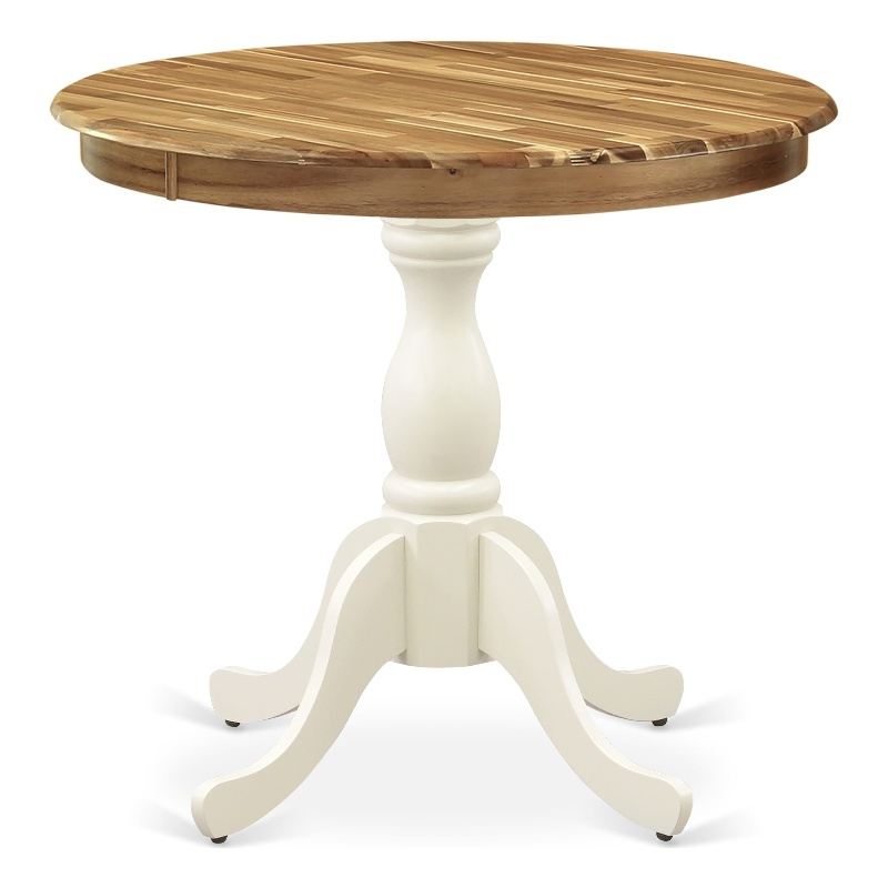 AST-NLW-TP - Dining Table - Natural Top and Linen White Pedestal Leg Finish