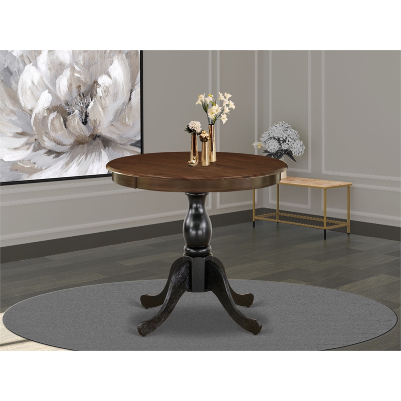 AST-WBK-TP - Kitchen Table - Walnut Table Top and Black Pedestal Leg Finish
