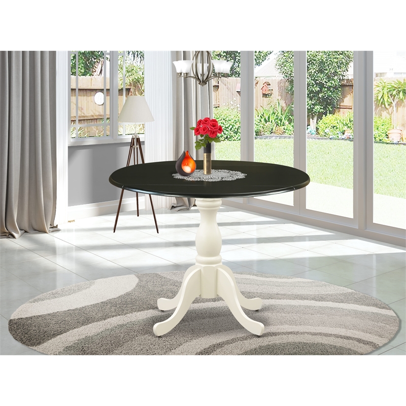 DST-BLW-TP - Dining Table - Black Table Top and Linen White Pedestal Leg Finish
