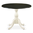 DST-BLW-TP - Dining Table - Black Table Top and Linen White Pedestal Leg Finish