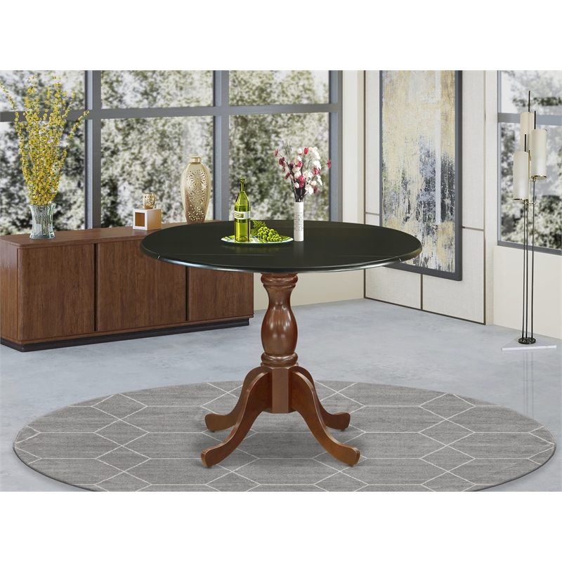 DST-BMA-TP - Kitchen Table - Black Table Top and Mahogany Pedestal Leg Finish