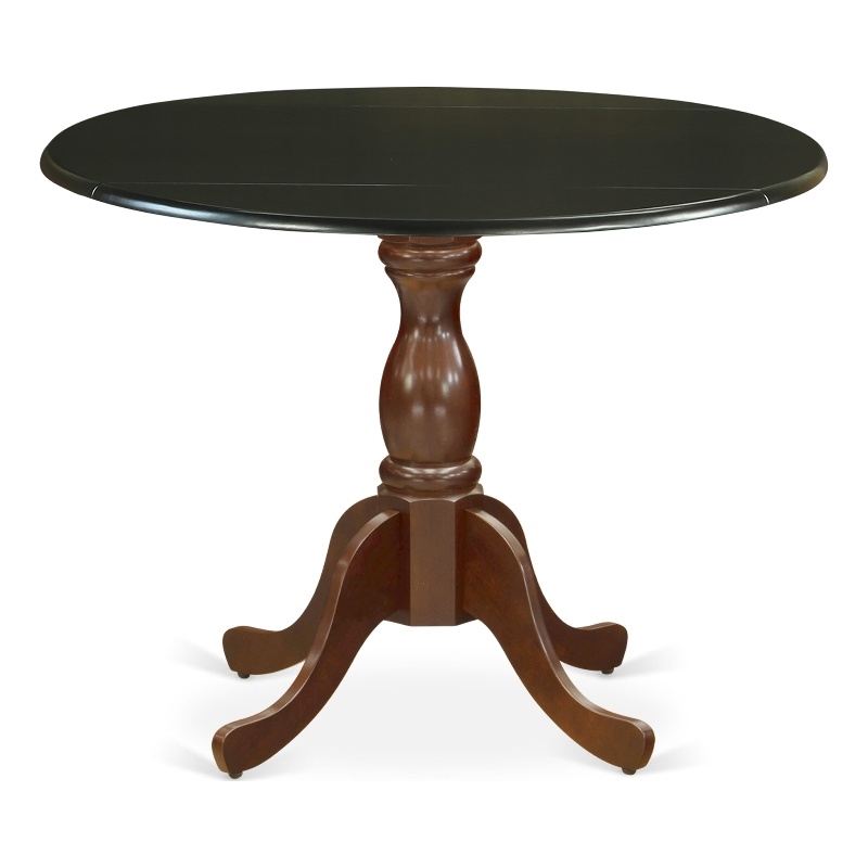 DST-BMA-TP - Kitchen Table - Black Table Top and Mahogany Pedestal Leg Finish