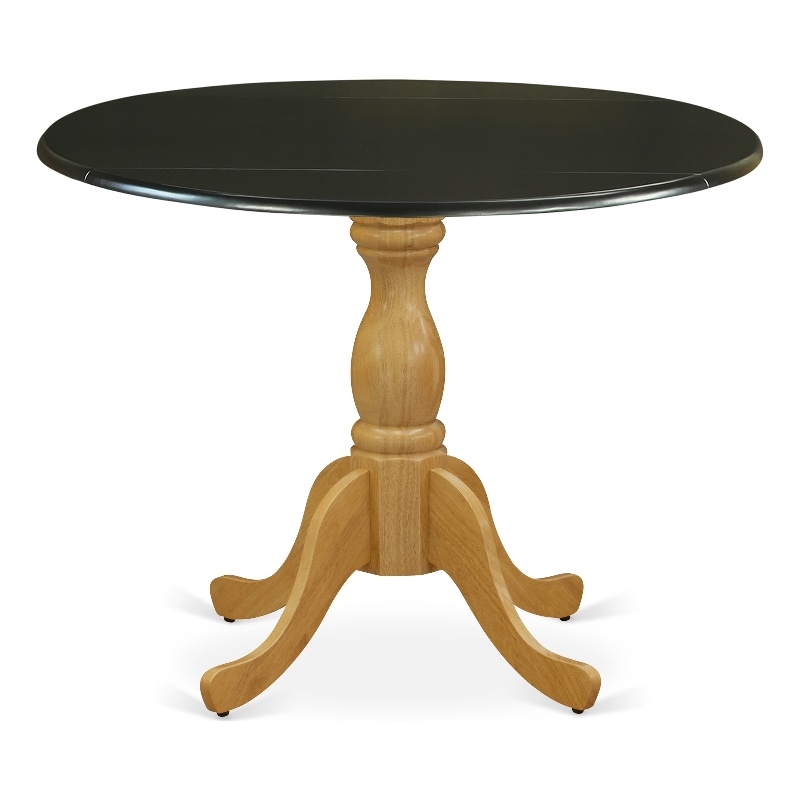 DST-BOK-TP - Dining Table - Black Table Top and Oak Pedestal Leg Finish