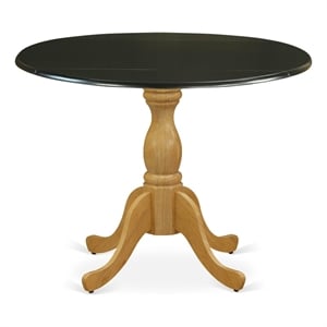 DST-BOK-TP - Dining Table - Black Table Top and Oak Pedestal Leg Finish