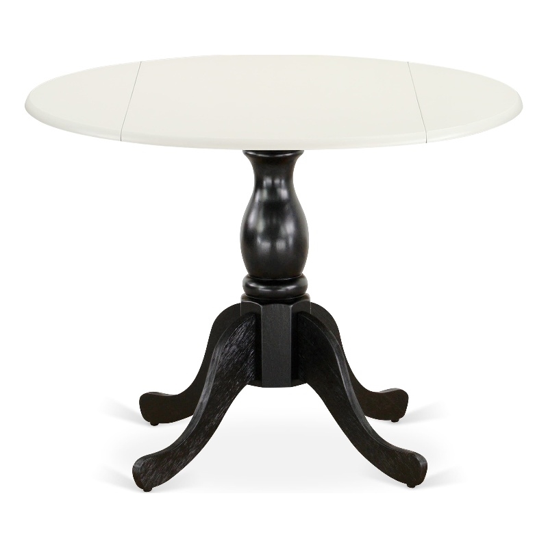 DST-LBK-TP - Round Table - Linen White Table Top and Black Pedestal Leg Finish
