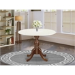 DST-LMA-TP Wood Table - Linen White Table Top and Mahogany Pedestal Leg Finish