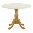 DST-LOK-TP - Dining Table - Linen White Table Top and Oak Pedestal Leg Finish
