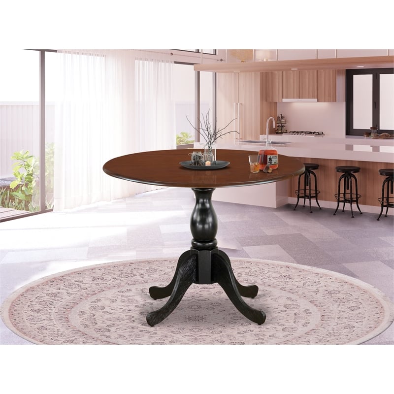 DST-MBK-TP - Kitchen Table - Mahogany Table Top and Black Pedestal Leg Finish