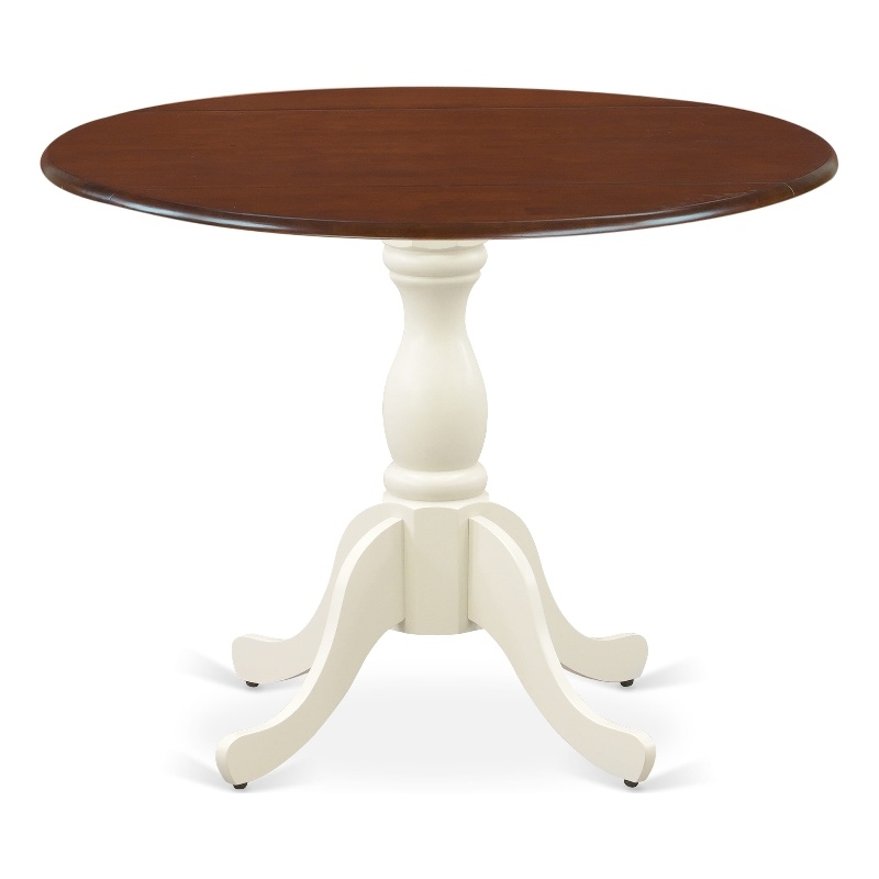 DST-MLW-TP Wood Table - Mahogany Table Top and Linen White Pedestal Leg Finish