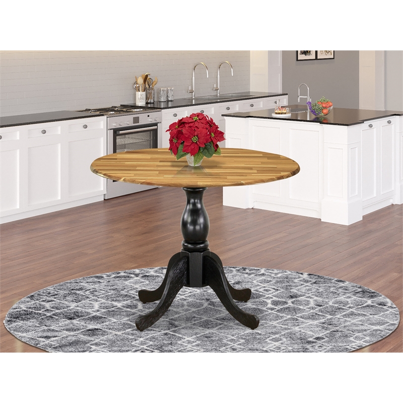 DST-NBK-TP Wood Dining Table - Natural Table Top and Black Pedestal Leg Finish