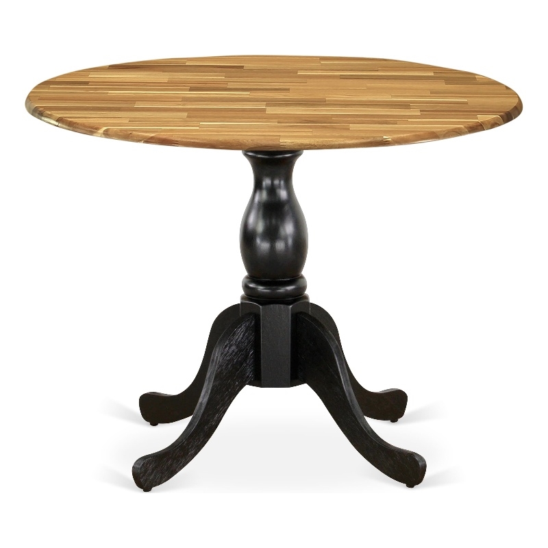 DST-NBK-TP Wood Dining Table - Natural Table Top and Black Pedestal Leg Finish