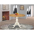 DST-NLW-TP Round Table - Natural Table Top and Linen White Pedestal Leg Finish