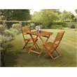SEBS3CWNA - Folding Table and 2 Outdoor Side Chairs - Natural Oil Finish