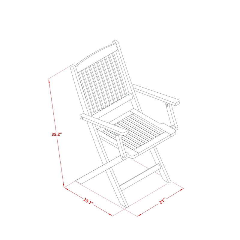 SECM3CANA - Outdoor Table and 2 Wood Folding Chairs - Natural Oil Finish