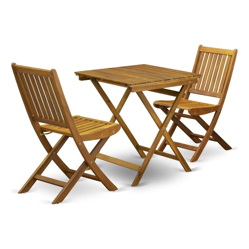 SECM3CWNA - Dining Table and 2 Folding Side Chairs - Natural Oil Finish