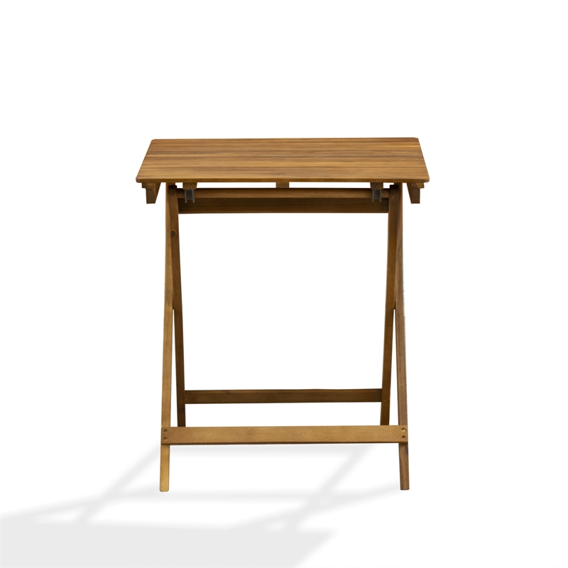 SEDK3CWNA Folding Patio Table and 2 Folding Outdoor Chair - Natural Oil Finish
