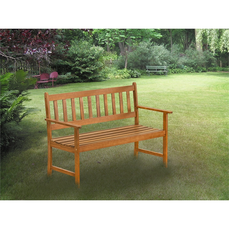 East West Furniture Bench without Cushion Made of Acacia Wood in Natural Oil