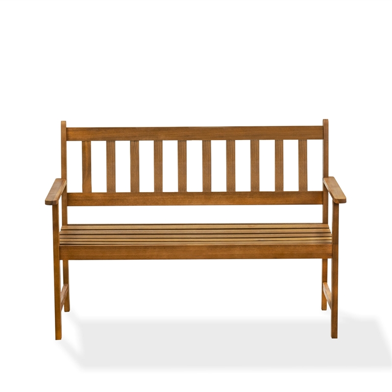 East West Furniture Bench without Cushion Made of Acacia Wood in Natural Oil
