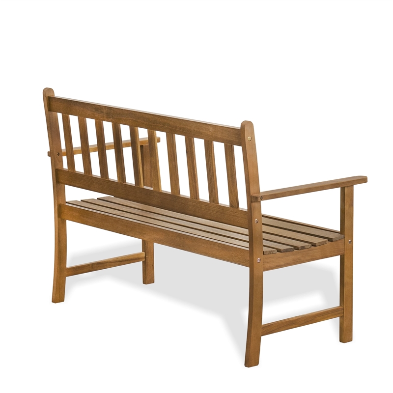 East West Furniture Bench without Cushion Made of Acacia Wood in Natural Oil