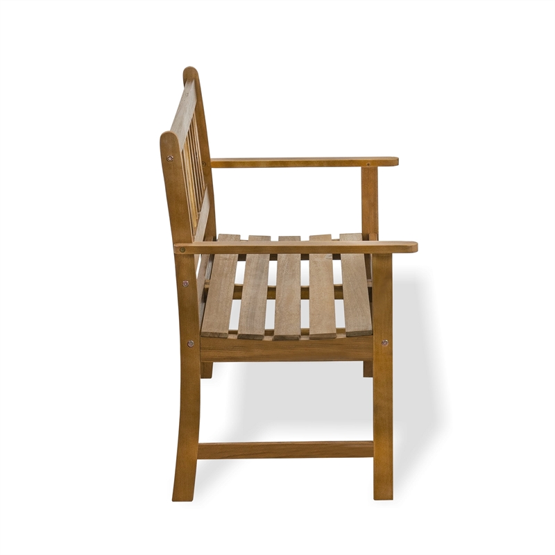 East West Furniture Bench without Cushion Made of Acacia Wood in Natural Oil