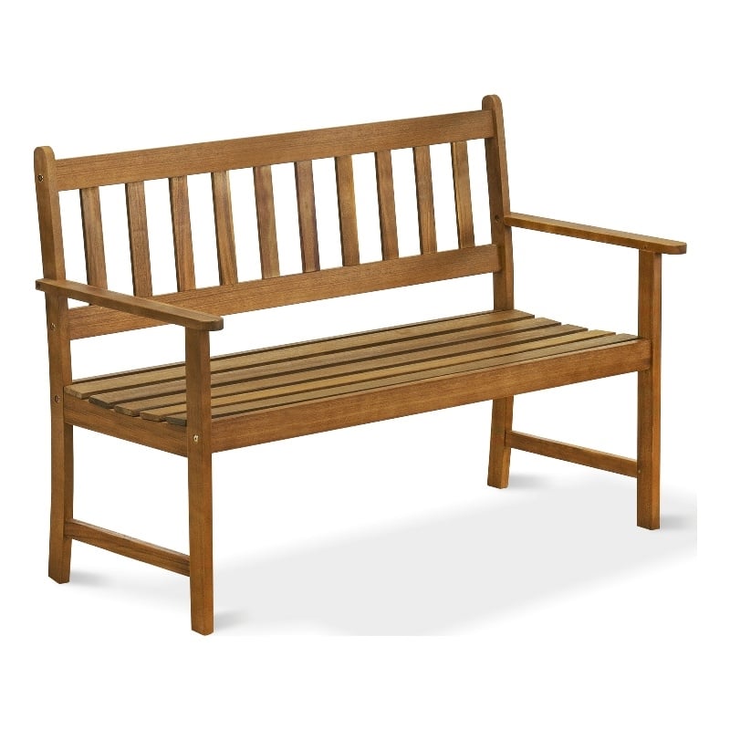 East West Furniture Bench without Cushion Made of Acacia Wood in Natural Oil