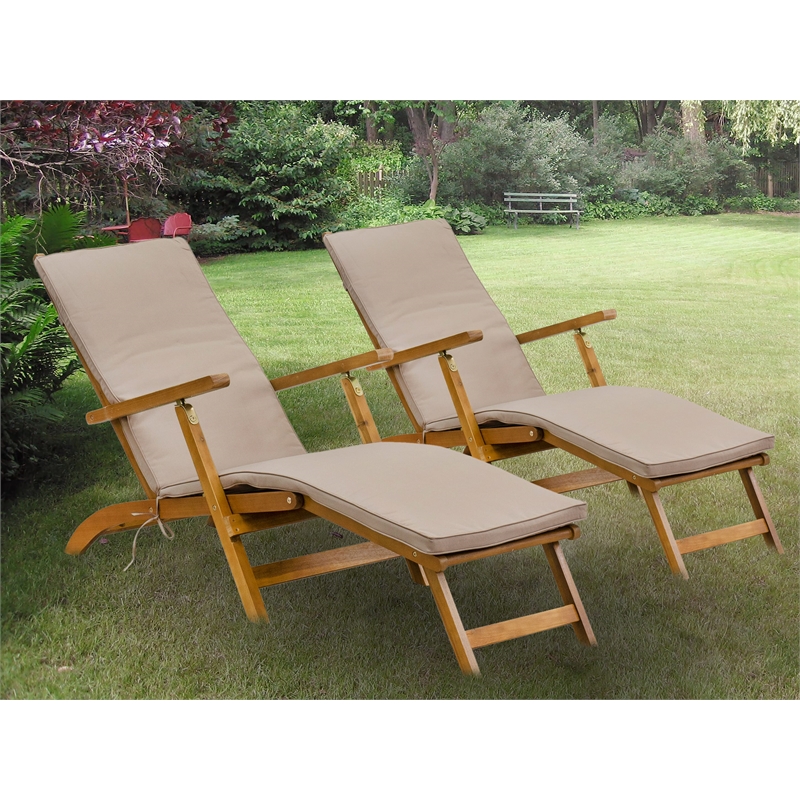 East West Furniture Patio Garden Chairs - Salinas Deck Lounger Chairs - Natural Oil