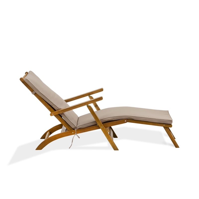 East West Furniture Patio Garden Chairs - Salinas Deck Lounger Chairs - Natural Oil
