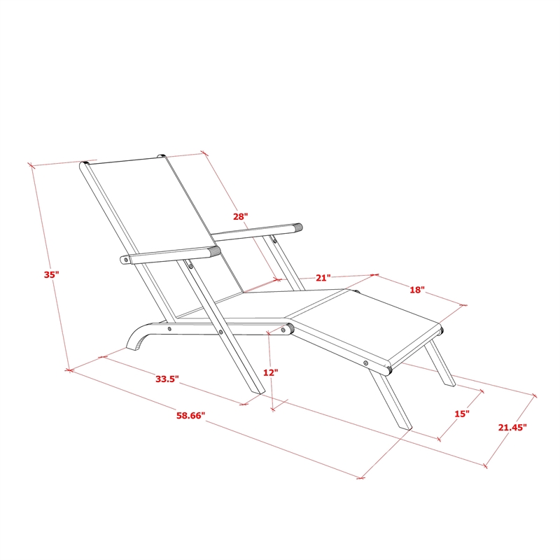 East West Furniture Patio Garden Chairs - Salinas Deck Lounger Chairs - Natural Oil