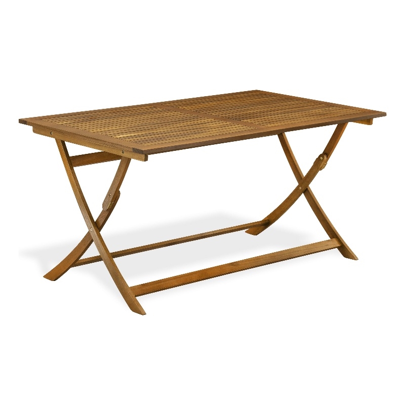 East West Furniture Avondale Acacia Wood Folding Table in Natural Oil Finish